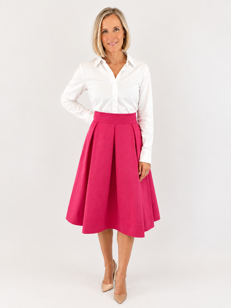 Eliza J fuchsia midi skirt (8; Retail $150)