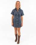 Habitual Short Sleeve Denim Shift Dress (XS; Retail $120)