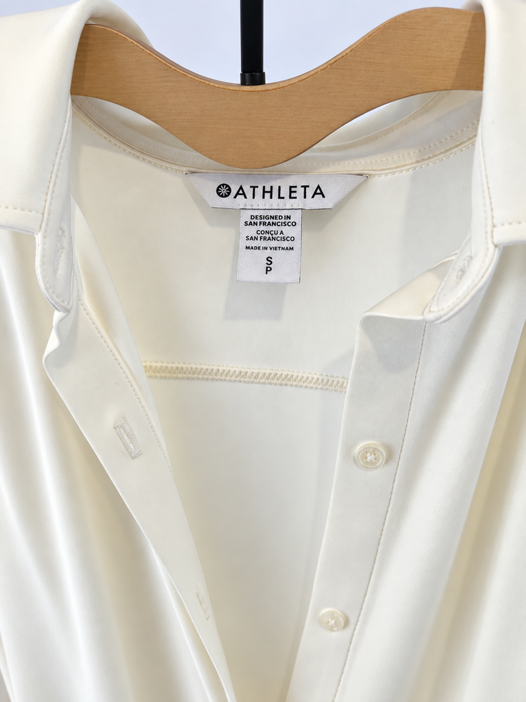 Athleta Cream Button-Front Maxi Shirt Dress (Small; Retail $160)