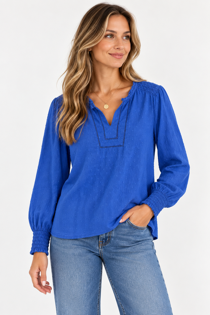 Talbots Blue Long Sleeve Blouse (Large; Retail $89)