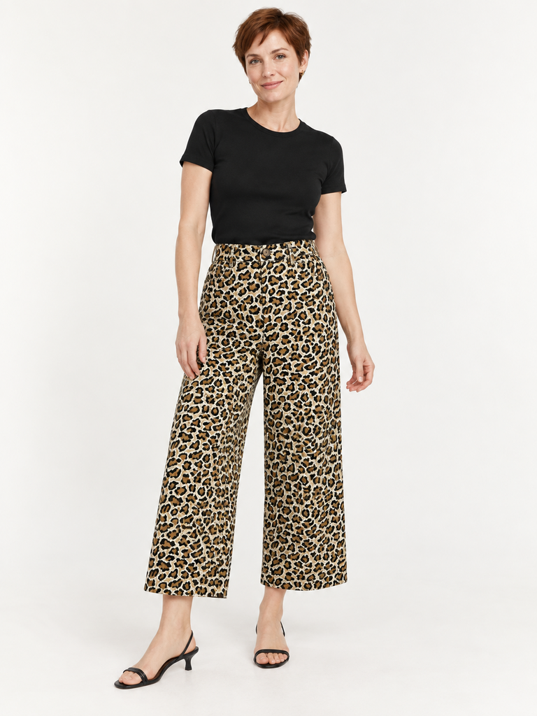 Anthropologie Maeve Leopard Brocade Wide-Leg Pants
