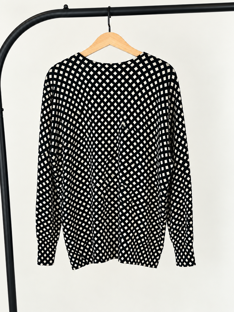 Cable & Gauge Black and White Button-Up Cardigan (Large; Retail $60)