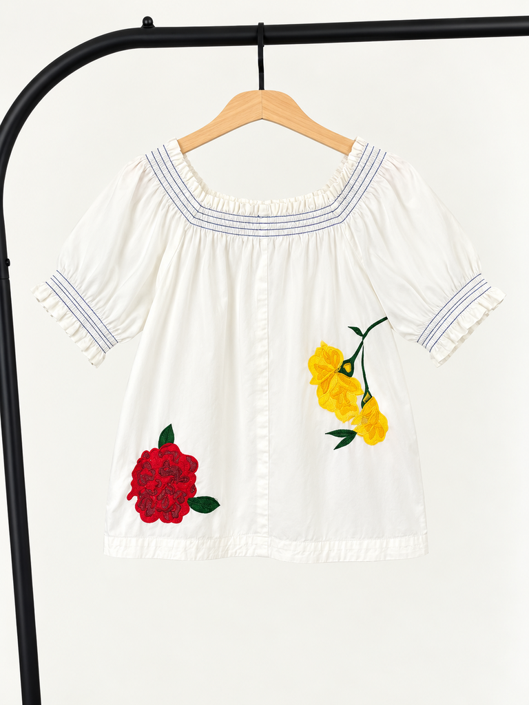 Anthropologie Floral Embroidered Blouse (Medium; Retail $128)