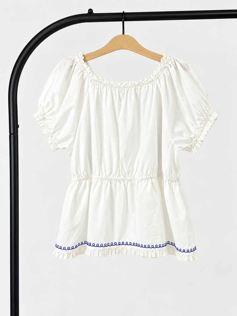 Anthropologie Embroidered White Peplum Top (Medium; Retail $98)