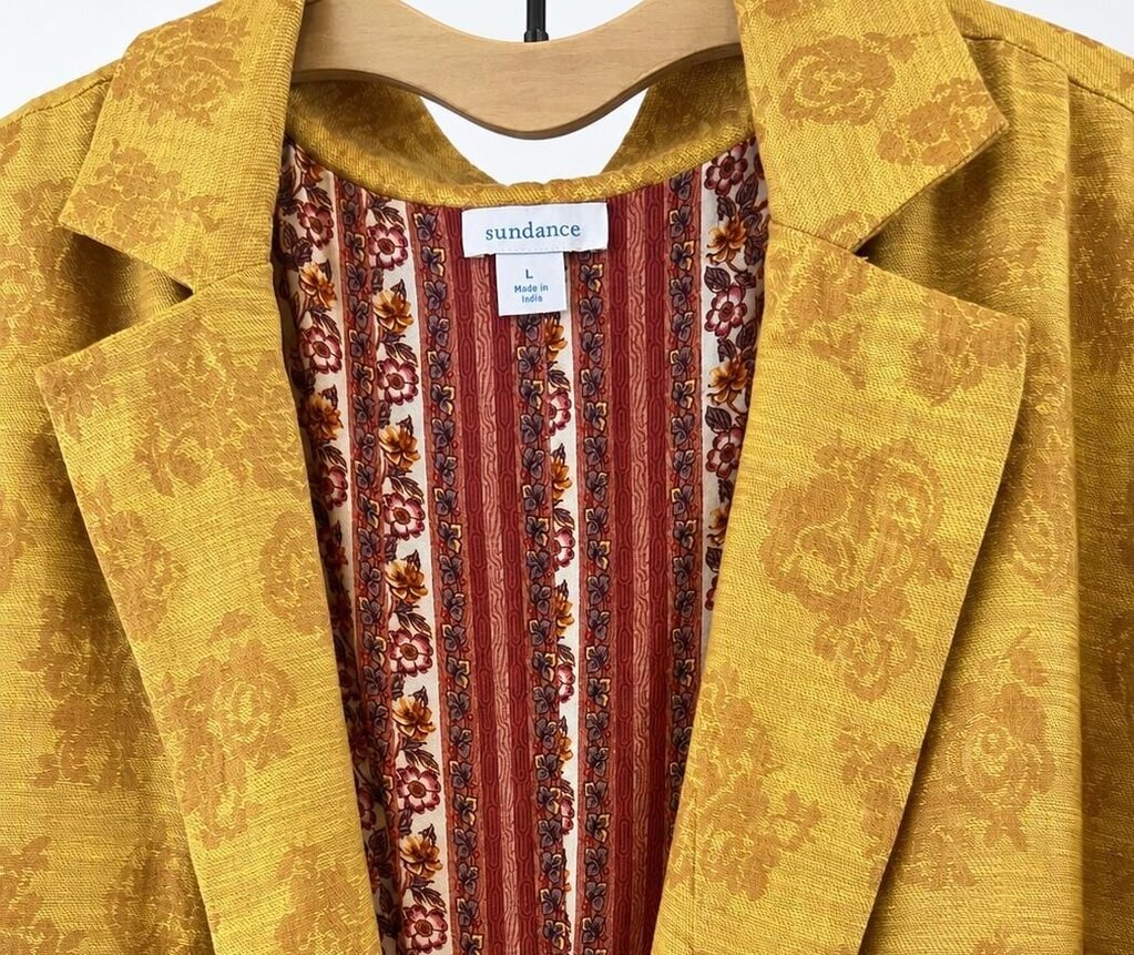 Sundance Floral Print Yellow Blazer (Large; Retail $249)