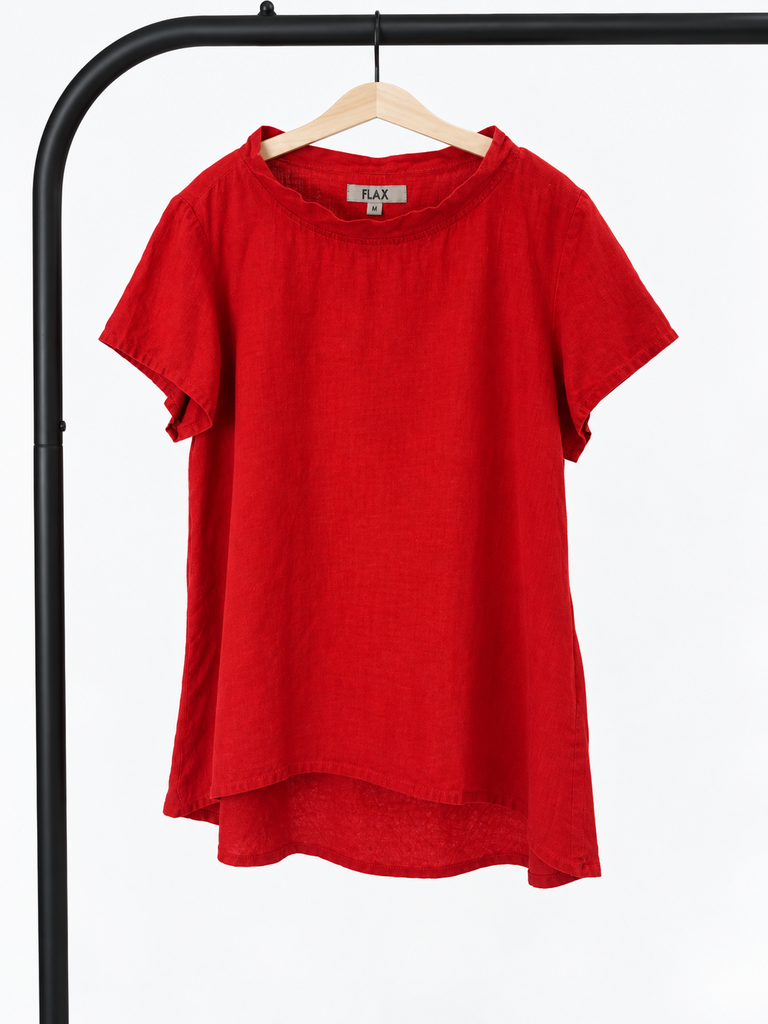 Flax Red Short Sleeve Top (Medium; Retail $69)