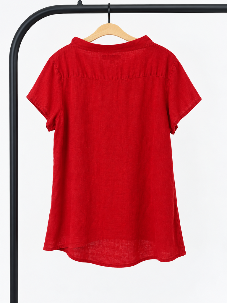 Flax Red Short Sleeve Top (Medium; Retail $69)