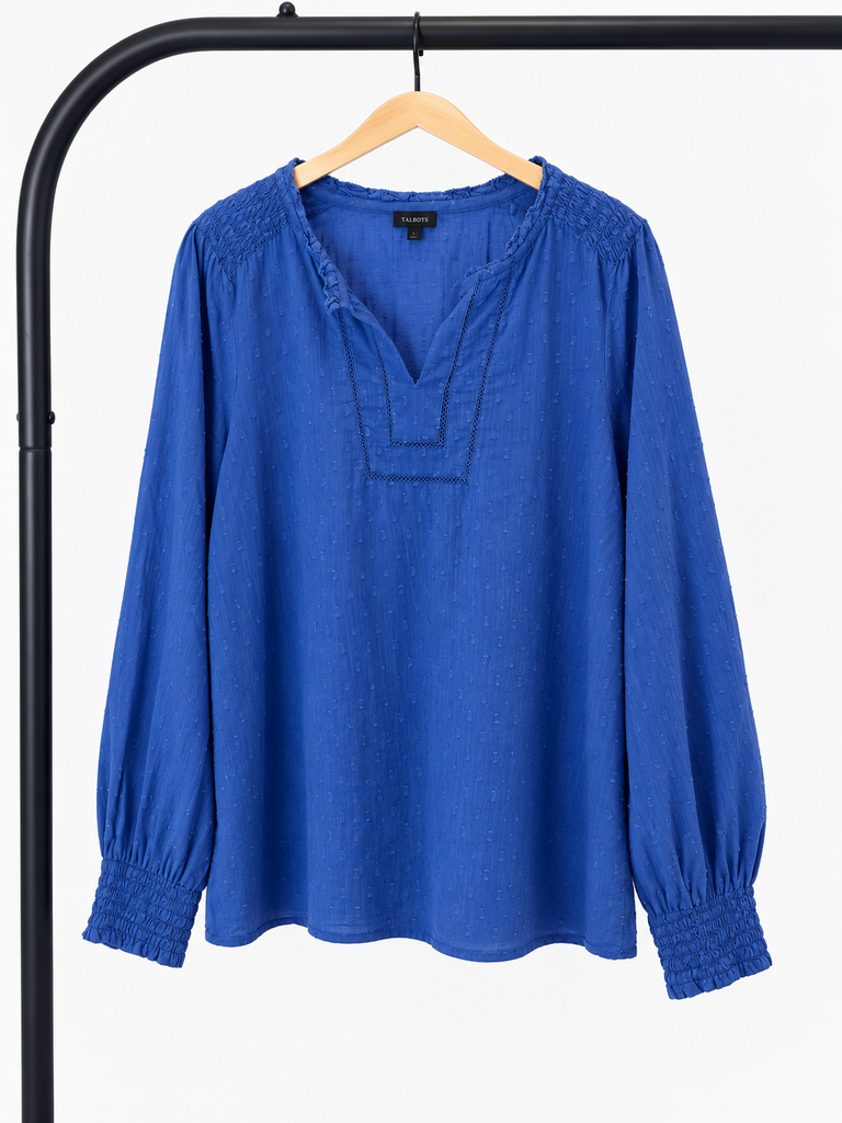 Talbots Blue Long Sleeve Blouse (Large)
