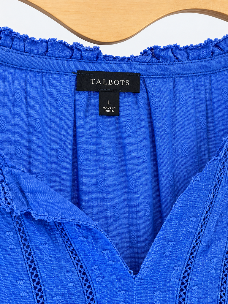 Talbots Blue Long Sleeve Blouse (Large; Retail $89)