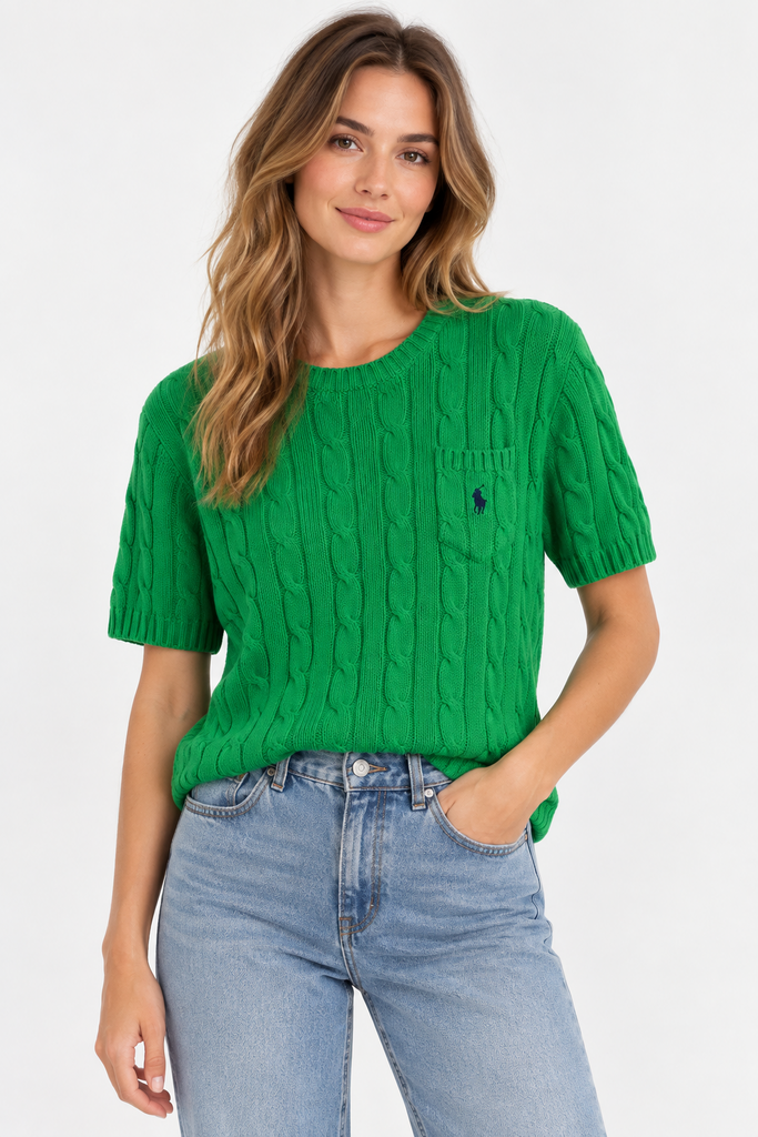 Polo Ralph Lauren Green Cable Knit Sweater (XL)