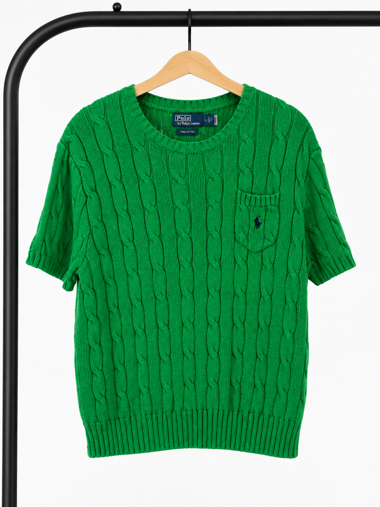 Polo Ralph Lauren Green Cable Knit Sweater (XL)