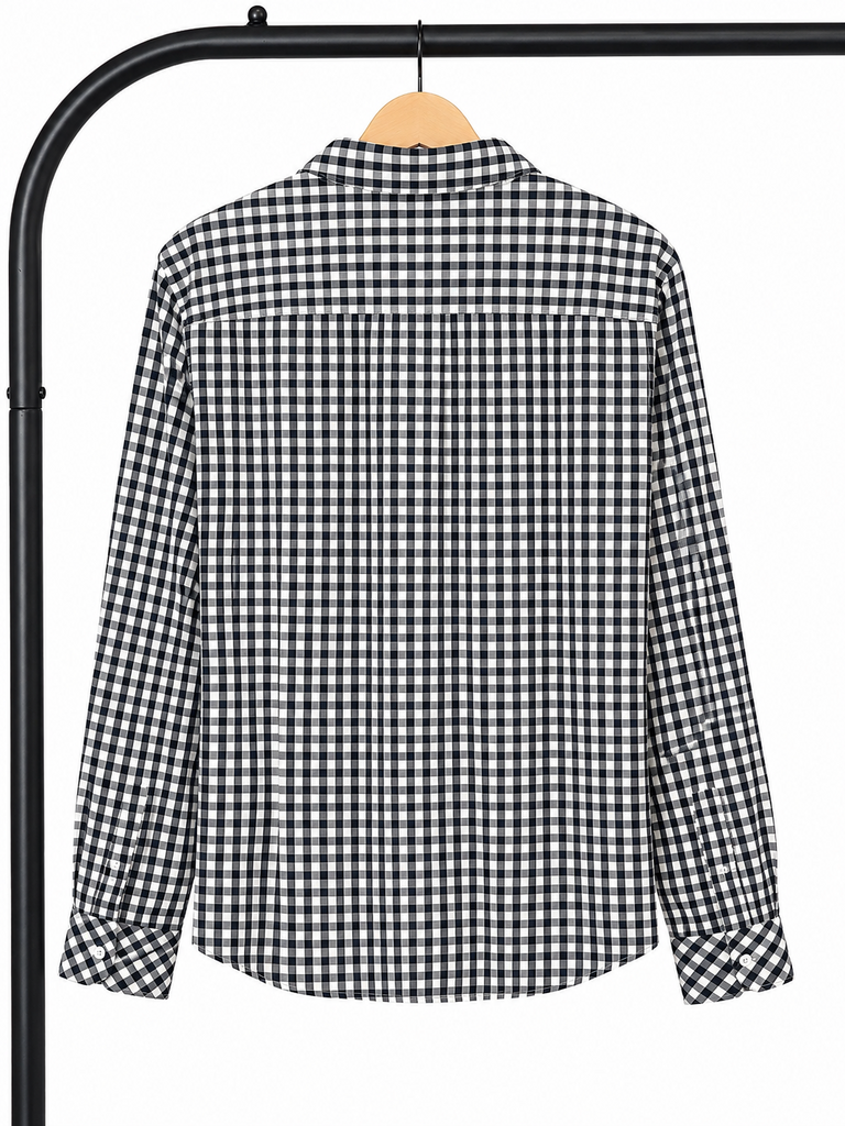 Talbots Black and White Gingham Button-Up Shirt (Large; Retail $89)